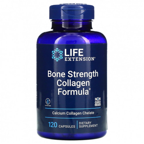 Life Extension, Bone Strength, добавка с коллагеном для укрепления костей, 120 капсул