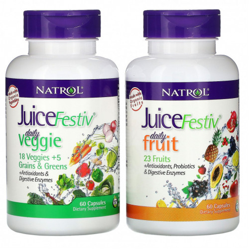 Natrol, JuiceFestiv, 2 флакона по 60 капсул