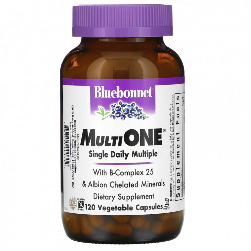 Bluebonnet Nutrition, Мультивитамины Multi One, для ежедневного употребления, 120 растительных капсул