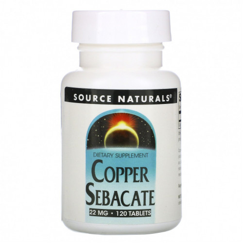 Source Naturals, себацинат меди, 22 мг, 120 таблеток