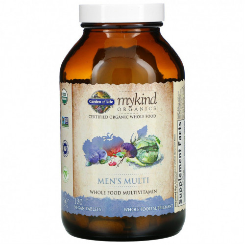 Garden of Life, MyKind Organics, мультивитамины для мужчин, 120 веганских таблеток