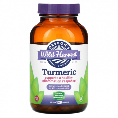 Oregon's Wild Harvest, Turmeric, 120 Vegetarian Capsules