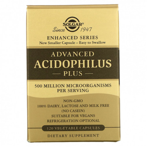 Solgar, Advanced Acidophilus Plus, 120 растительных капсул