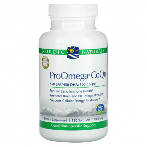 Nordic Naturals, ProOmega CoQ10, 1000 мг, 120 мягких таблеток