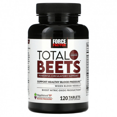 Force Factor, Total Beets, эффективная поддержка кровообращения, 120 таблеток