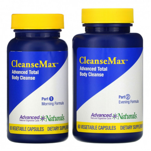 Advanced Naturals, CleanseMax, улучшенное средство для всего тела за 30 дней, 2 флакона, 60 растительных капсул в каждом