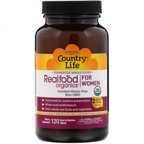 Country Life, Realfood Organics, For Women, 120 Easy to Swallow Tablets