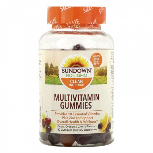 Sundown Naturals, Мультивитаминные жевательные конфеты, со вкусом винограда, апельсина и вишни, 120 шт.