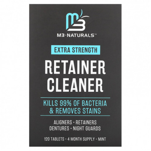 M3 Naturals, Retainer Cleaner, мята, 120 таблеток