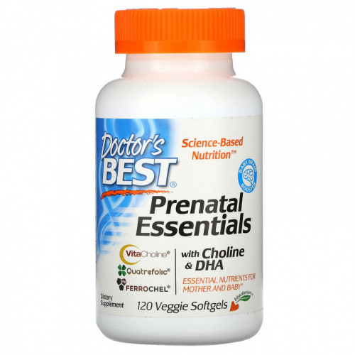 Doctor's Best, Prenatal Essentials, с холином и ДГК, 120 вегетарианских капсул