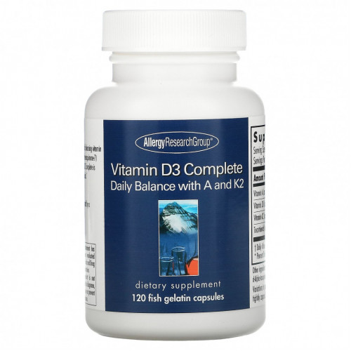 Allergy Research Group, Vitamin D3 Complete , 120 Fish Gelatin Capsules