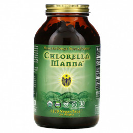 HealthForce Superfoods, Chlorella Manna, добавка с хлореллой, 1200 веганских таблеток