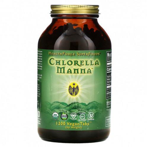 HealthForce Superfoods, Chlorella Manna, добавка с хлореллой, 1200 веганских таблеток