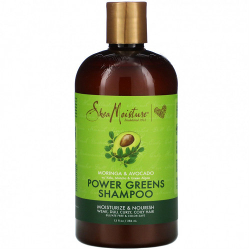 SheaMoisture, Power Greens, шампунь, моринга и авокадо, 384 мл (13 жидк. унций)