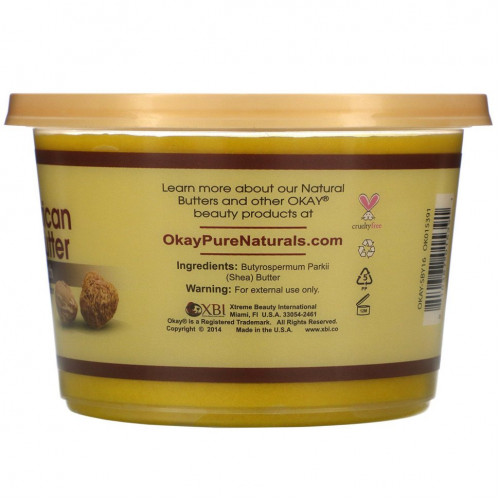 Okay Pure Naturals, Масло африканского ши, гладкое желтое, 13 унций (368 г)