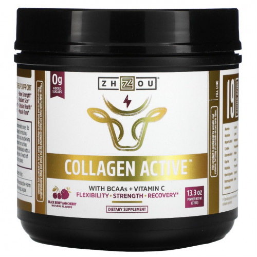 Zhou Nutrition, Collagen Active, черная ягода и вишня, 378 г (13,3 унции)