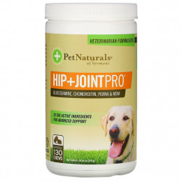 Pet Naturals of Vermont, Hip + Joint Pro, добавка для собак, 130 жевательных таблеток, 520 г (18,34 унции)