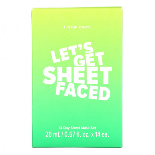 I Dew Care, Let's Get Sheet Faced, 14 Day Sheet Mask Set, 0.67 fl oz (20 ml) Each