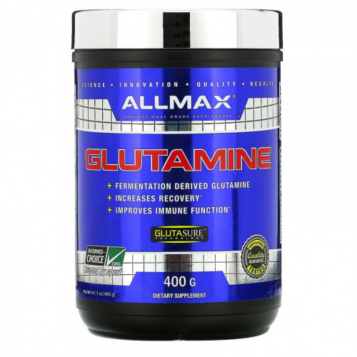 ALLMAX Nutrition, 100% чистый микронизированный глутамин, без глютена, веганский продукт, с сертификатом кошерности, 400 г (14,1 фунтов)