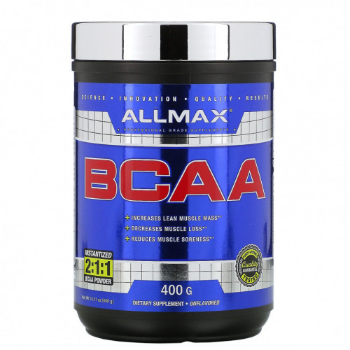 ALLMAX Nutrition, BCAA, быстрорастворимый продукт, соотношение 2:1:1, неароматизированный порошок, 400 г