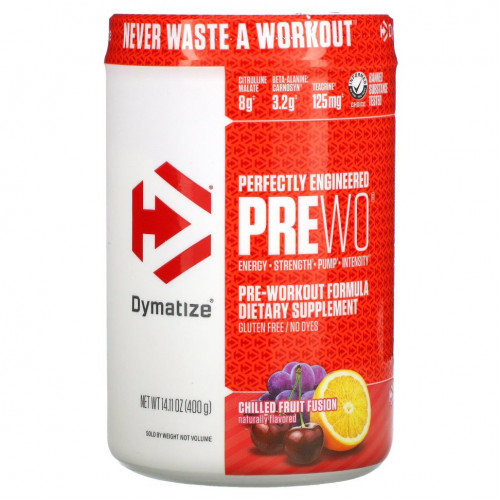 Dymatize Nutrition, Perfectly Engineered Pre WO, предтренировочная добавка, охлажденная смесь фруктов, 400 г (14,11 унции)