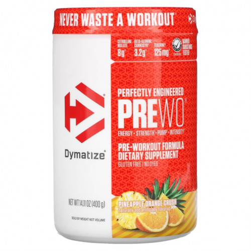 Dymatize Nutrition, Perfectly Engineered Pre WO, предтренировочная добавка, ананас и апельсин, 400 г (14,11 унции)