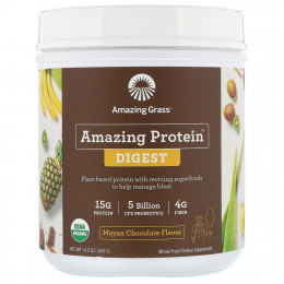 Amazing Grass, Amazing Protein, «Здоровое пищеварение», со вкусом шоколада майя, 5 млрд КОЕ, 405 г