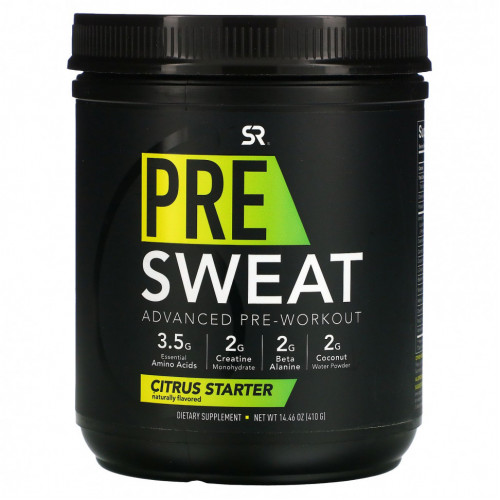 Sports Research, Pre-Sweat Advanced Pre-Workout, цитрусовая закваска, 410 г (14,46 унции)