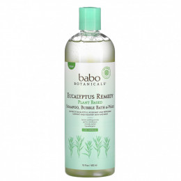 Babo Botanicals, Eucalyptus Remedy, Plant Based 3-In-1 Shampoo, Bubble Bath & Wash, 15 fl oz (450 ml)