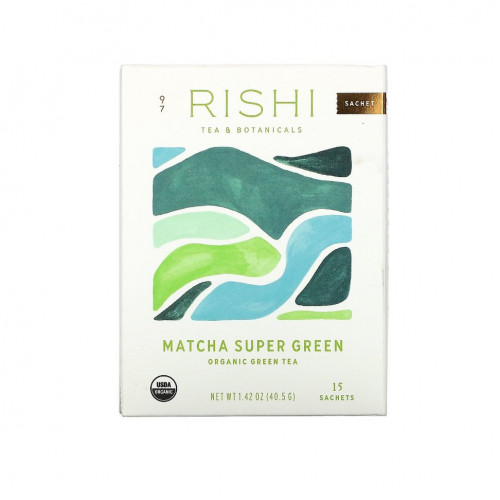 Rishi Tea, Organic Green Tea, Matcha Super Green, 15 пакетиков, 40,5 г (1,42 унции)