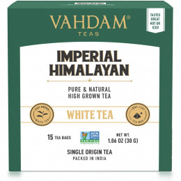 Vahdam Teas, белый чай, величественный гималайский, 15 чайных пакетиков, 30 г (1,06 унции)