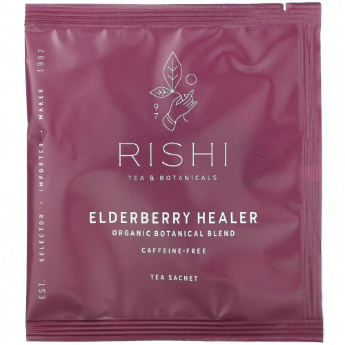 Rishi Tea, Elderberry Healer, без кофеина, 15 пакетиков, 60 г (2,11 унции)