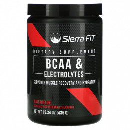 Sierra Fit, аминокислоты с разветвленными цепями (BCAA) и электролиты, 7 г BCAA, со вкусом арбуза, 435 г (15,34 унции)