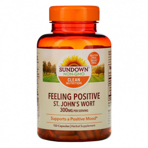 Sundown Naturals, Feeling Positive, зверобой, 150 мг, 150 капсул