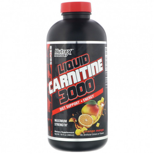 Nutrex Research, Liquid Carnitine 3000, апельсин и манго, 480 мл (16 жидк. унций)