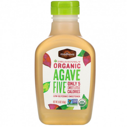 Madhava Natural Sweeteners, Organic Agave Five, подсластитель с низким гликемическим индексом, 16 унций (454 г)