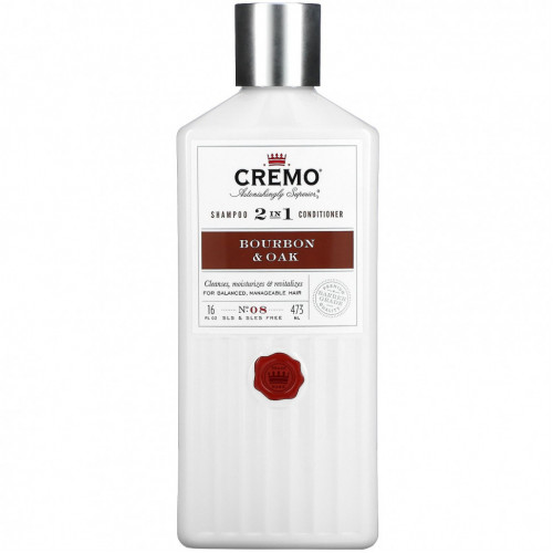 Cremo, 2 In 1 Shampoo & Conditioner, No. 8, Bourbon & Oak, 16 fl oz (473 ml)