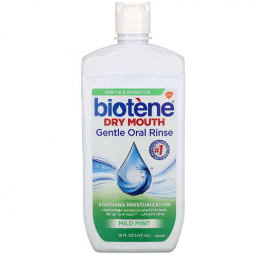 Biotene Dental Products, Dry Mouth, деликатный ополаскиватель для полости рта, «Нежная мята», 473 мл