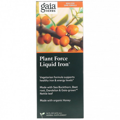 Gaia Herbs, Plant Force Liquid Iron, 473 мл (16 жидк. унций)