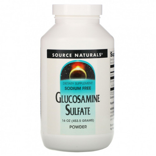 Source Naturals, Сульфат глюкозамина в порошке, без натрия, 16 унций (453.6 г)