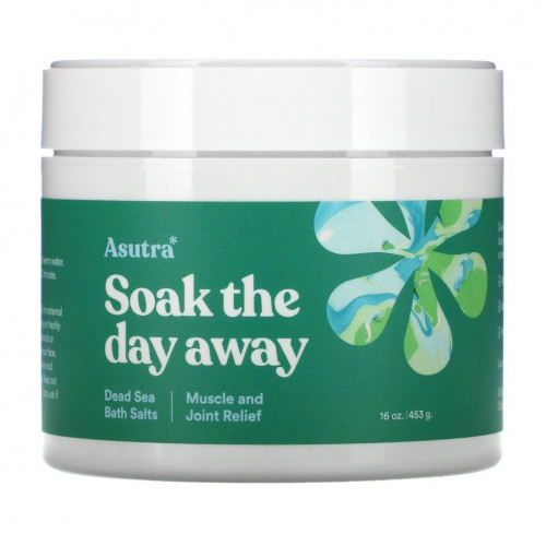 Asutra, Soak The Day Away, Dead Sea Bath Salts, Muscle & Joint Relief, 16 oz (453 g)