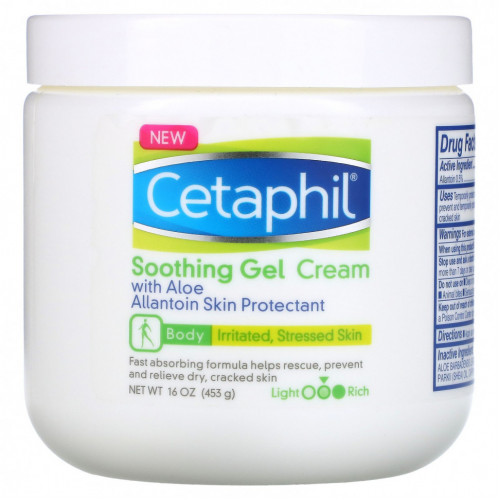 Cetaphil, Успокаивающий гель-крем с алоэ, средний, без отдушек, 453 г (16 унций)