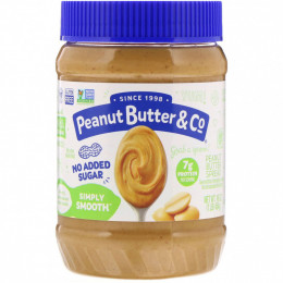 Peanut Butter & Co., Simply Smooth, арахисовая паста, без добавления сахара, 454 г (16 унций)