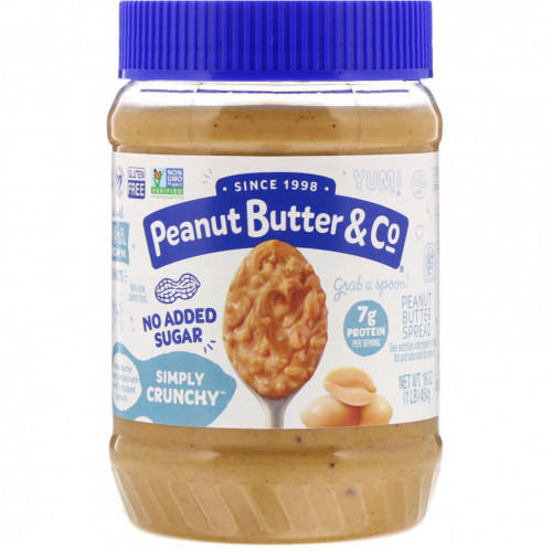 Peanut Butter & Co., Simply Crunchy, арахисовая паста, без добавления сахара, 454 г (16 унций)