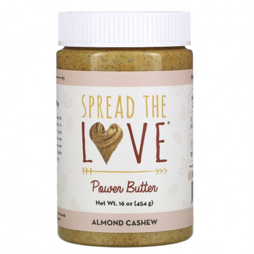 Spread The Love, Power Butter, миндальное масло с кешью, 454 г (16 унций)