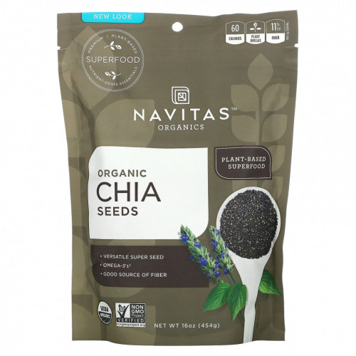 Navitas Organics, Органические семена чиа, 454 г