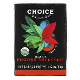 Choice Organic Teas, Black Tea, English Breakfast, 16 чайных пакетиков, 32 г (1,12 унции)