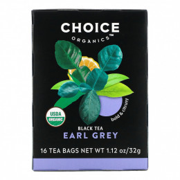 Choice Organic Teas, Black Tea, Organic Earl Grey, 16 Tea Bags, 1.12 oz (32 g)