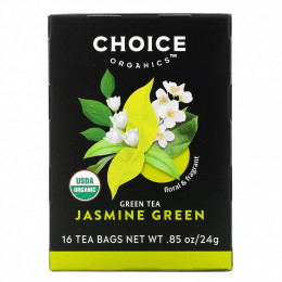 Choice Organic Teas, Green Tea, Organic Jasmine Green, 16 Tea Bags, .85 oz (24 g)