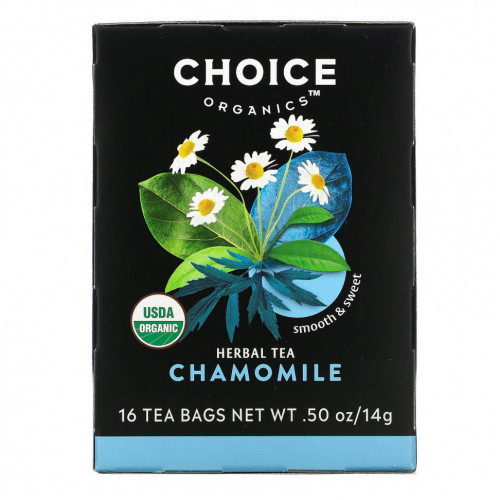 Choice Organic Teas, Herbal Tea, Organic Chamomile, Caffeine-Free, 16 Tea Bags, .50 oz (14 g)